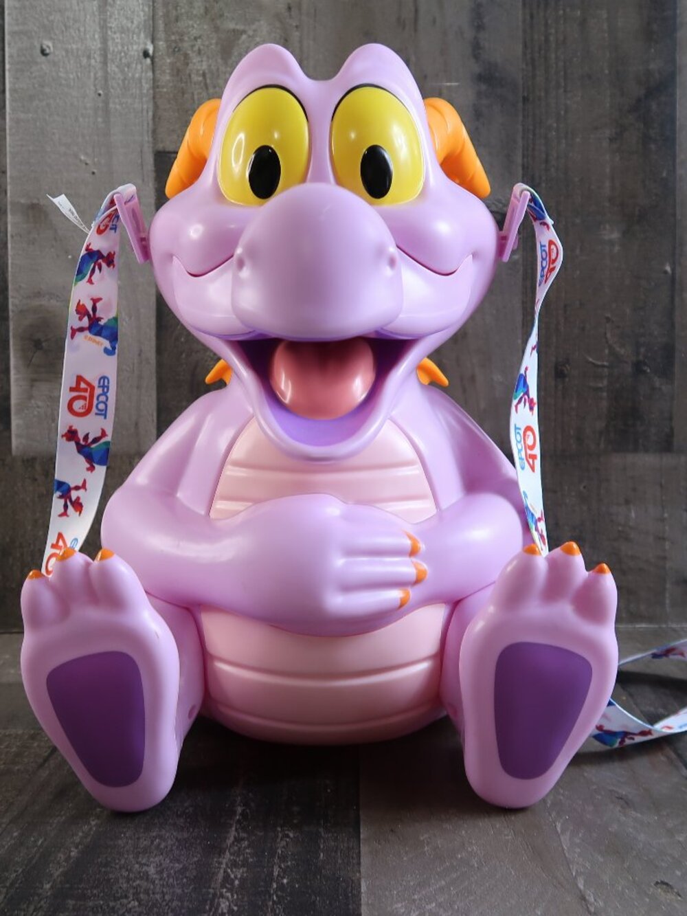 Disney Parks Figment Popcorn Bucket EPCOT 40th Anniversary Lanyard Strap Dragon